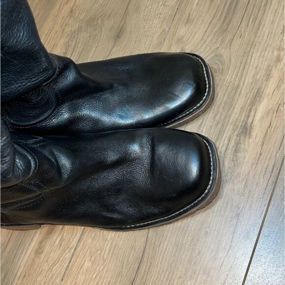 Frye Vintage Black Leather High Boots Women’s Size 12 - Picture 9 of 14